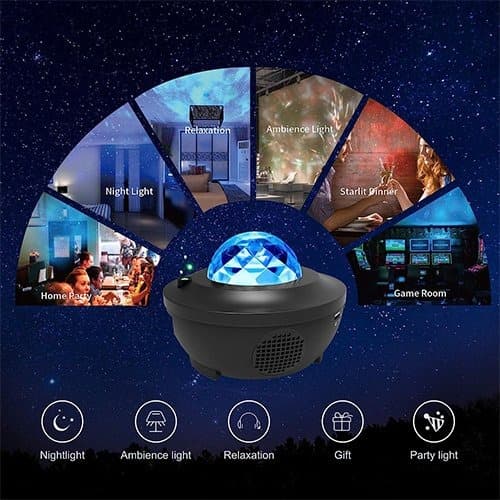 Galaxy Projector with Bluetooth Speaker — Star & Ocean Wave Night Light
