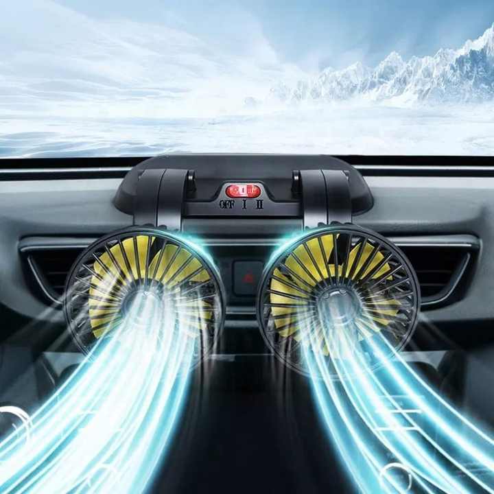 Double Head Car Fan — Powerful 360° USB Cooling Fan for UAE Summer
