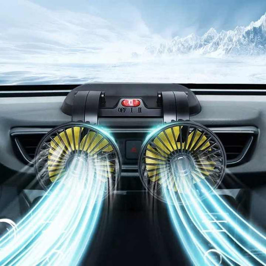 Double Head Car Fan — Powerful 360° USB Cooling Fan for UAE Summer